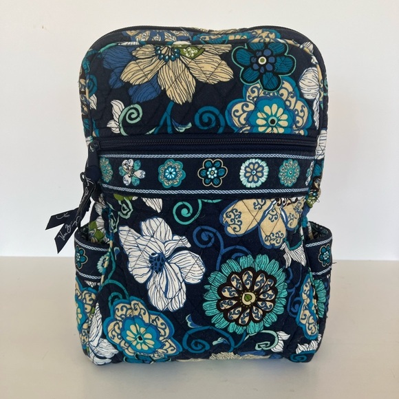 Vera Bradley Mini Quilted Backpack Mod Blue Floral - Picture 1 of 9